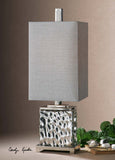 Uttermost Bashan Table Lamp w/ Rectangle Hardback Shade in Silver Gray