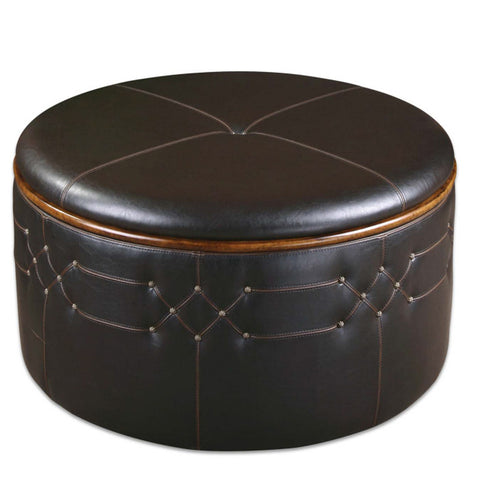 Uttermost Brunner Storage Ottoman in Brown Faux Leather
