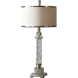 Uttermost Campania Table Lamp w/ Drum Shade in Rusty Beige Linen Fabric