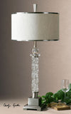 Uttermost Campania Table Lamp w/ Drum Shade in Rusty Beige Linen Fabric