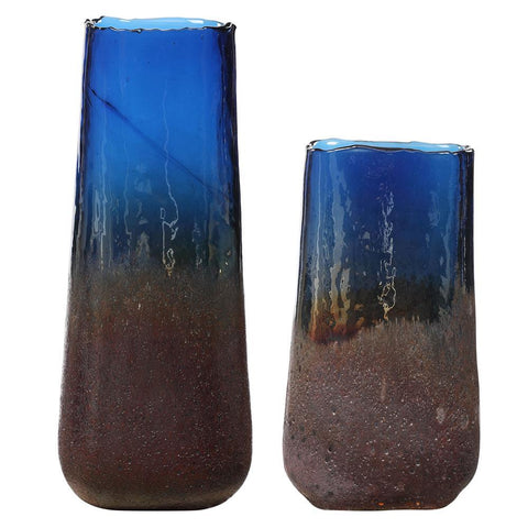 Uttermost Capri Cobalt Blue Glass Vases, S/2