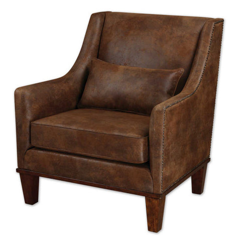 Uttermost Clay Armchair in Antiqued Brass Nail