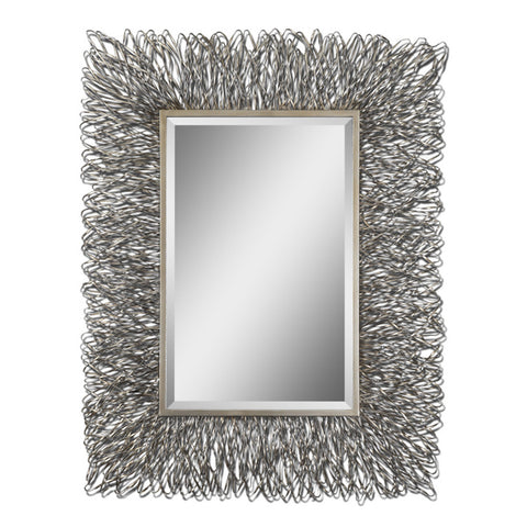 Uttermost Corbis Rectangular Wall Mirror in Silver Metal Frame