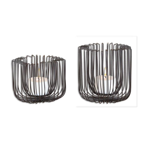 Uttermost Flare Black Wire Candleholders - Set of 2