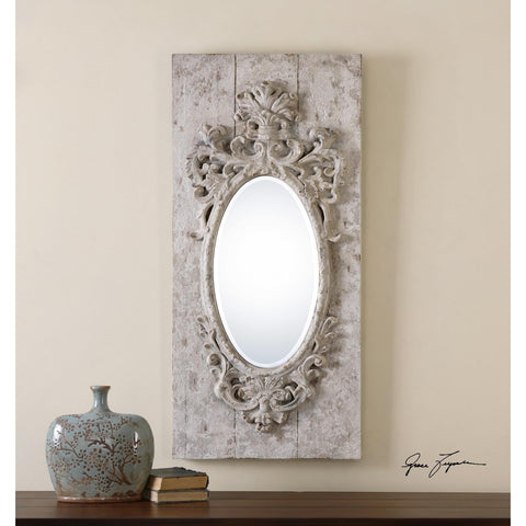 Uttermost Guardia Gray-Ivory Oval Mirror