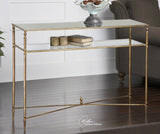 Uttermost Henzler Mirror Top Console Table w/ Iron Frame & Glass Shelf