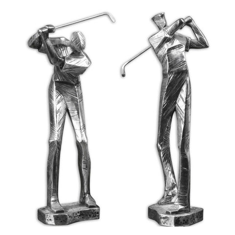 Uttermost Practice Shot 2 Statuettes in Metallic Silver