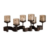 Uttermost Ribbon Candleholder in Bronze Metal w/ Copper Brown Glass