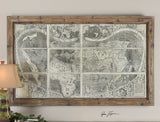 Uttermost Treasure Map Framed Panel w/ Medium Brown Frame