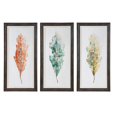 Uttermost Tricolor Leaves Abstract Art - Set of 3