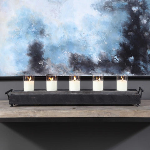 Uttermost Uttermost Cordaro Charcoal Wood Candleholder