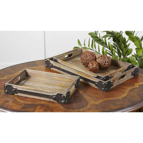 Uttermost Uttermost Fadia Natural Wood Trays, Set of 3