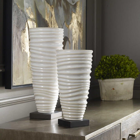 Uttermost Uttermost Kiera Aged White Vases, Set of 2