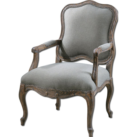 Uttermost Willa Arm Chair w/ Pine & White Mahogany Frame
